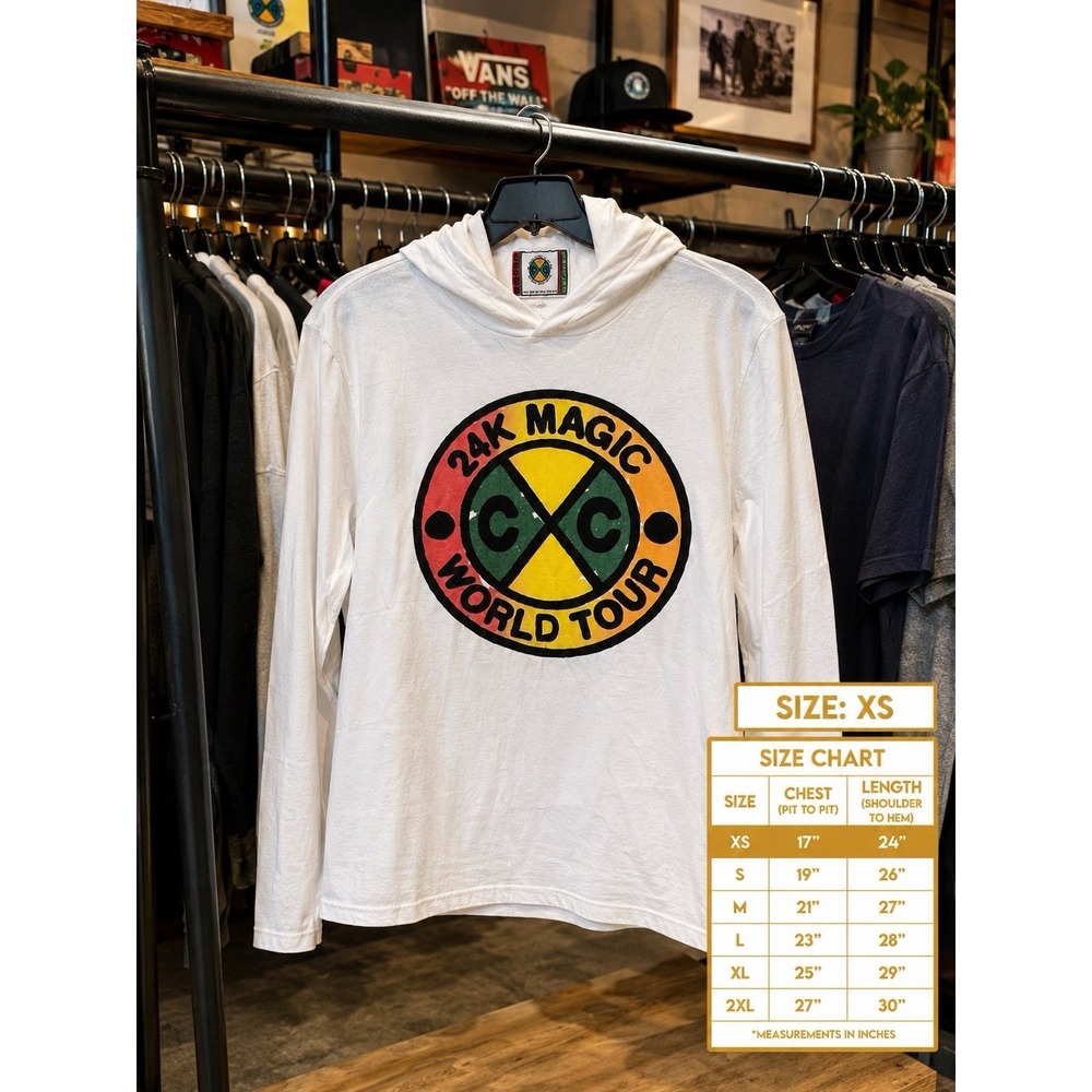 Bruno Mars 24K Magic World Tour 2018 Cross Colours Hooded Long Sleeve Adult XS